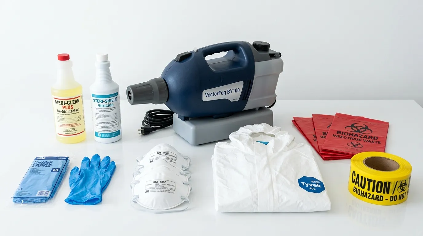 Professional biohazard remediation crew working in San Marcos