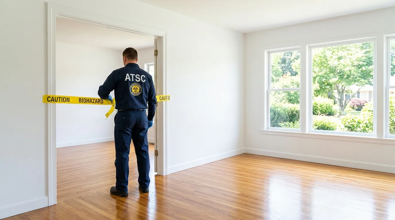 Certified biohazard cleanup crew performing Decomposition Cleanup in San Marcos